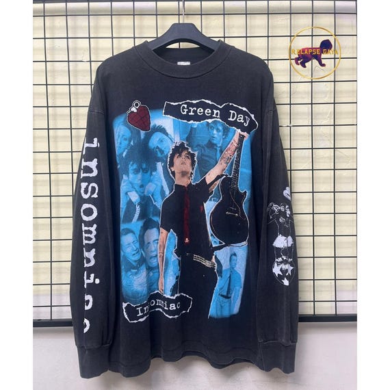 Vintage Green Day Insomniac Long Sleeve T-Shirt, 90s Punk Rock Band Tee
