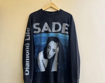 Sade Adu Long Sleeve Tee, Diamond Life Smooth Operator Rare Bootleg Style 80s Soul Jazz Band , Size XL