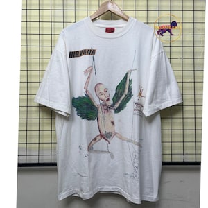 Camiseta de Nirvana Nevermind, camiseta con la portada del álbum Baby de Kurt Cobain, camiseta vintage de los 90 estilo grunge de la banda de rock de Seattle, regalo de música rock alternativa