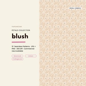 Blush Botanical Seamless Pattern, Caramel Floral Digital Paper, Warm Tan Surface Design, Cottagecore Flower Craft Download, Feminine Tile