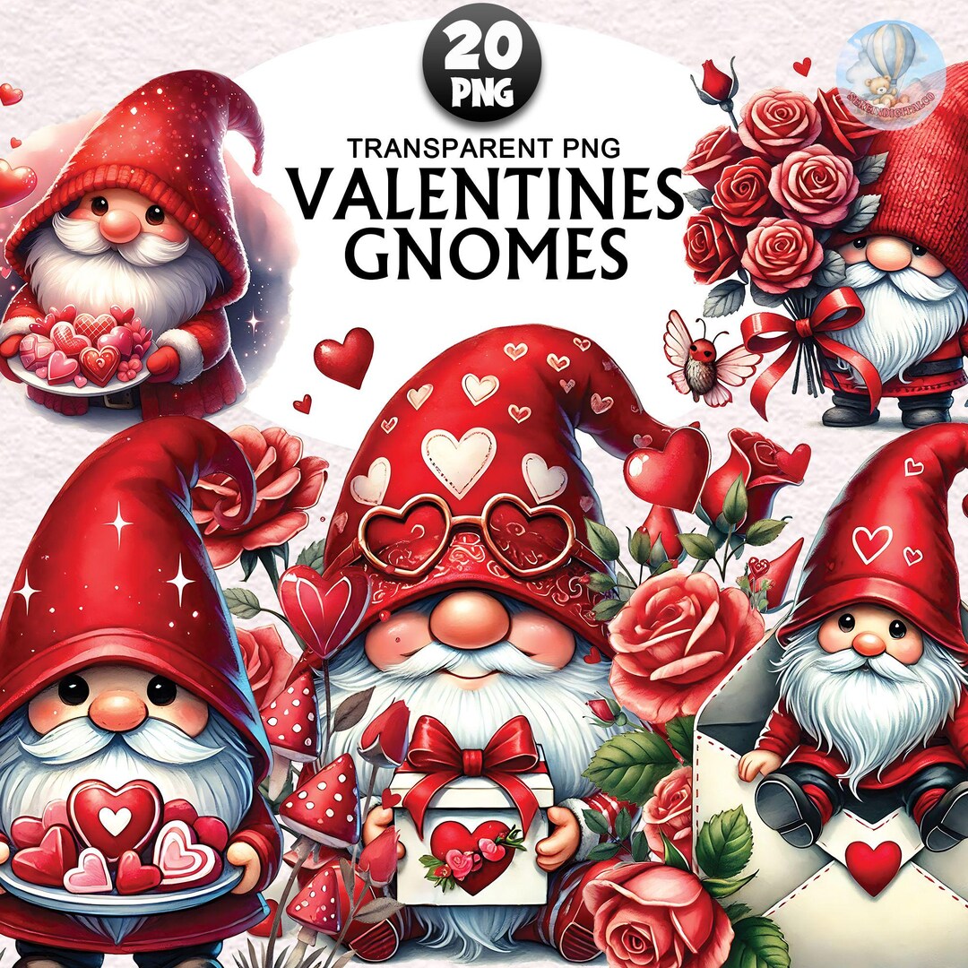 20+ Gnome Lovers Clipart Bundle, Valentines Gnomes Png, Valentine's Day ...