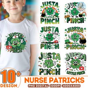 10+  Lucky Shamrock Png Bundle, Just A Little Pinch Png Bundle, Nurse Patricks Png, Celtic Knot Png, Pot Of Gold Png, Green Ribbon Png