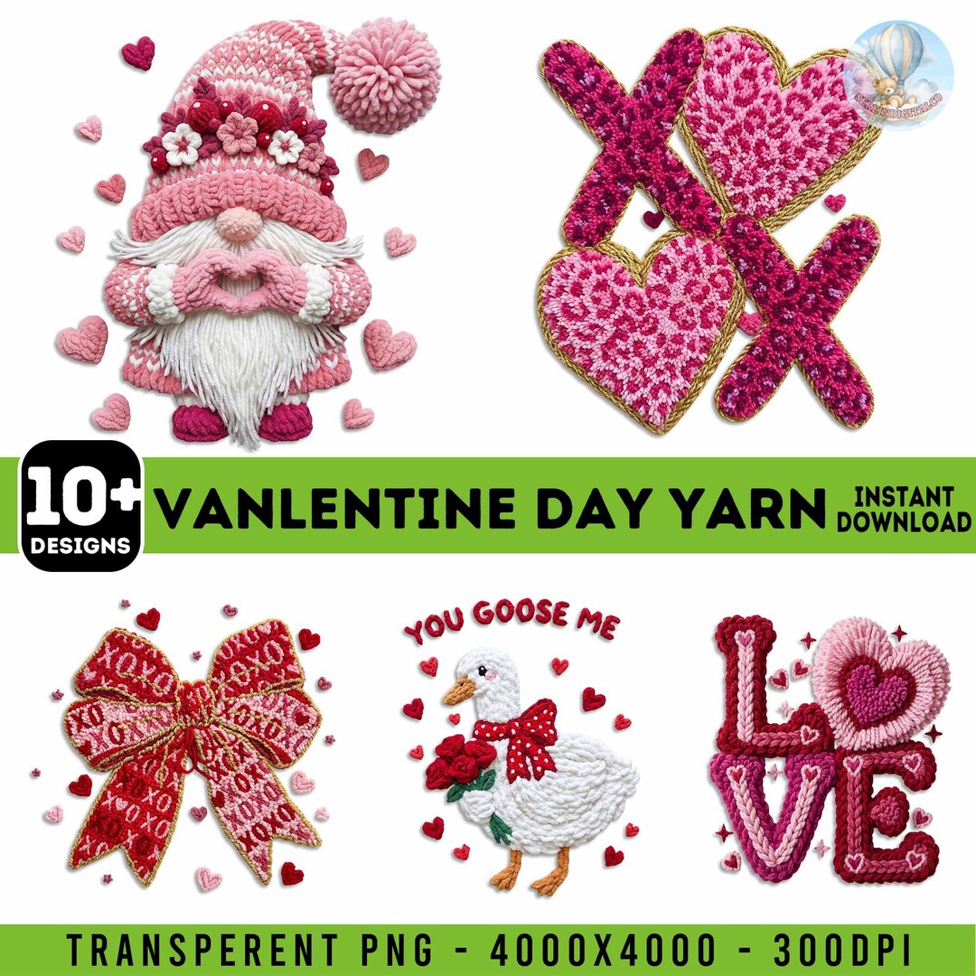 10+ Valentine Coquette Png Bundle, Faux Yarn Valentines Day Png Bundle ...