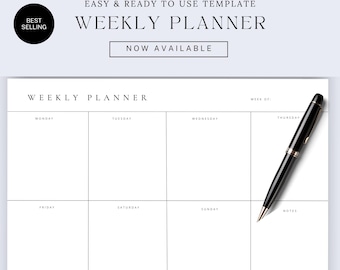 Landscape Hourly Weekly Schedule, Digital Time Blocking Template, Printable  Digital Schedule, Instant Download
