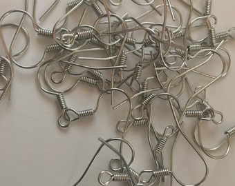 100 pc (50 total  pairs) NEW STYLE nickel free silver color earring hooks ear wire