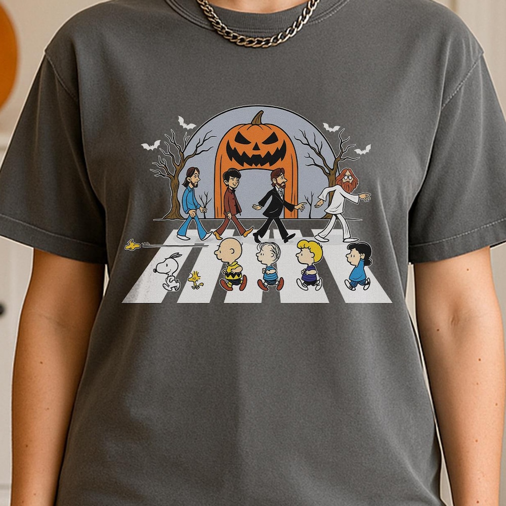 Comfort Abbey Road Shirt, Snoopy And Friends Shirt, Funny Halloween Shirt, Cartoon Character Shirt, The Beatles Shirt Bespoketshirt Collections