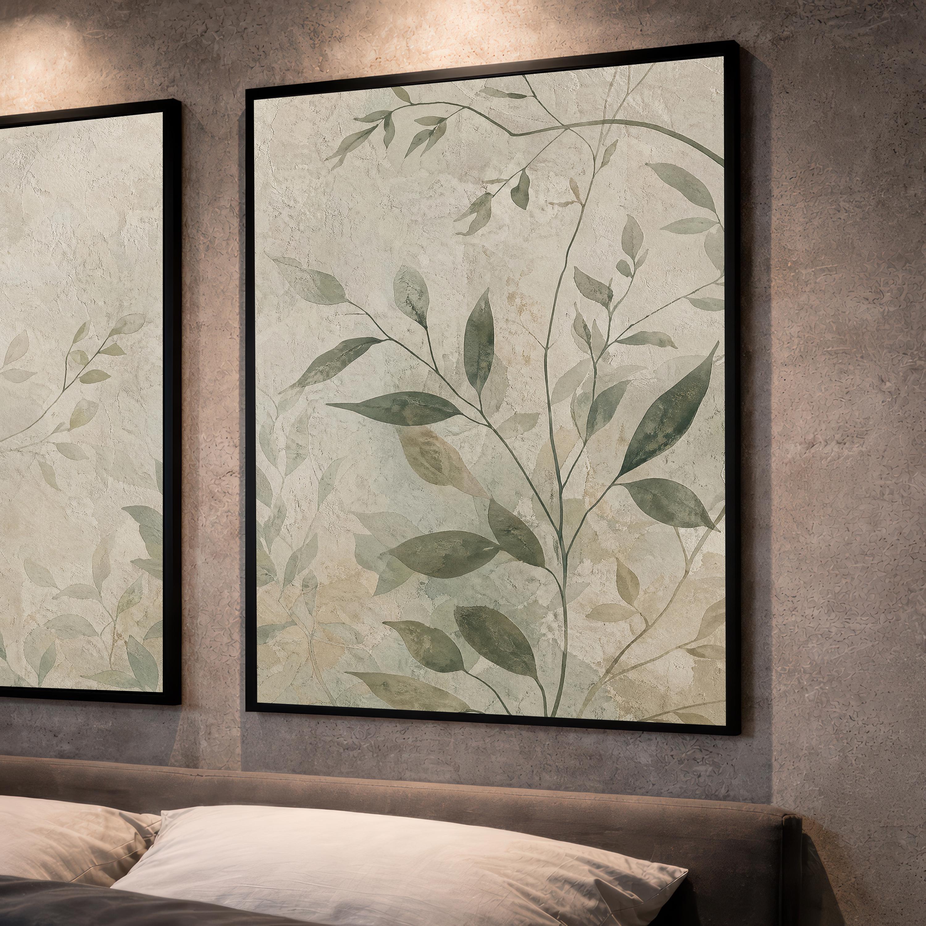 Sage Botanical Wall Art Set of Three Japandi Triptych Printable Decor ...