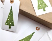 Christmas Tree Gift Tags - White Polka Dot Snow - Modern Christmas