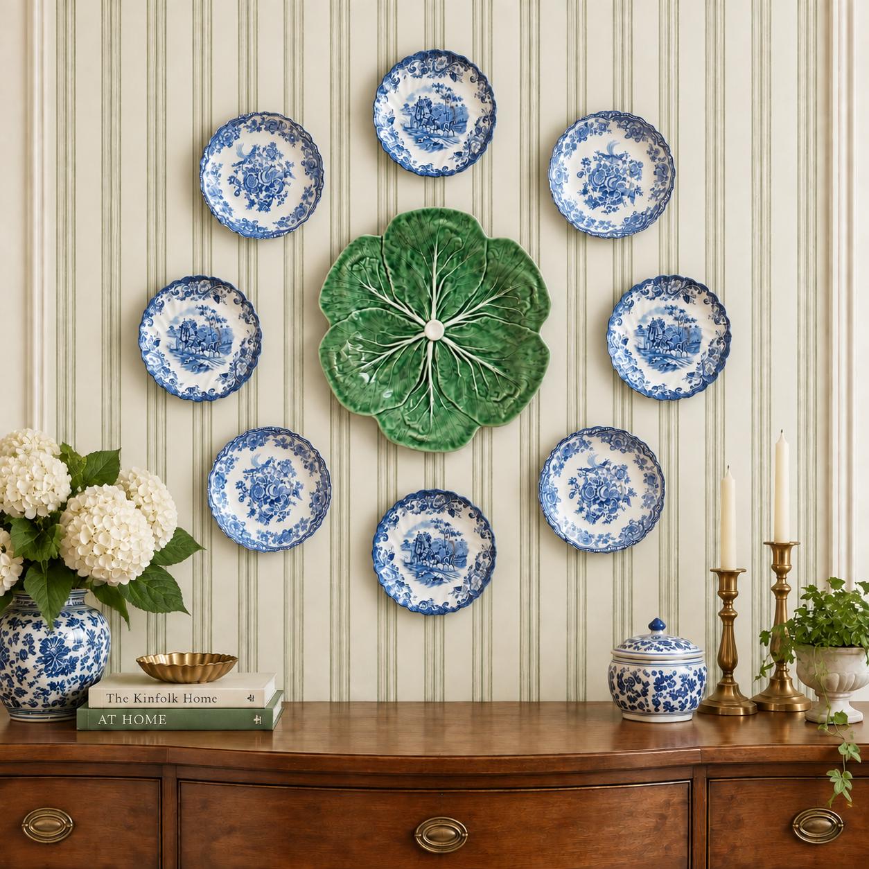 Vintage Plates Blue White Green - Etsy