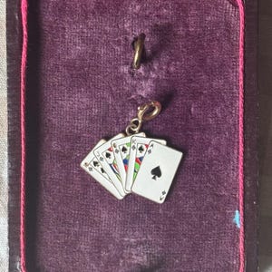 Solid 14k Gold Straight Flush Charm | Vintage Gold Charm | Vintage Enamel Pendant