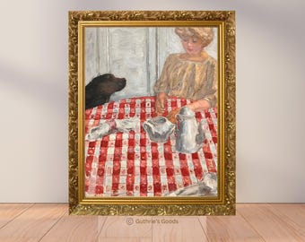 ピエール・ボナール作「赤いチェックのテーブルクロス」ファイン