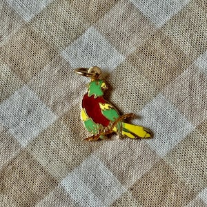 14k Gold Enamel Parrot Charm Pendant