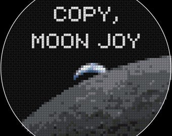 Moon Joy Cross Stitch PDF Pattern - Artemis II NASA Image of Moon