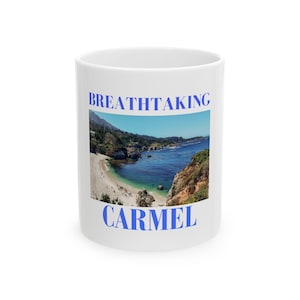 Breathtaking Carmel Ceramic Mug, Perfect Coffee Gift, Coastal Souvenir Cup, Beach Lover&#39;s Keepsake, Travel Memory Mug, Home Decor