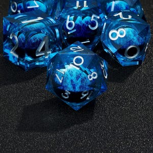 Mystic Dragon’s Gaze Liquid Core Dice Set | Handcrafted Sharp Edge Resin Dice for DnD, RPG, and Tabletop Games, Halloween Gift