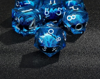 Mystic Dragon's Gaze Dice Set: Liquid Core Resin Sharp Edge DnD Dice