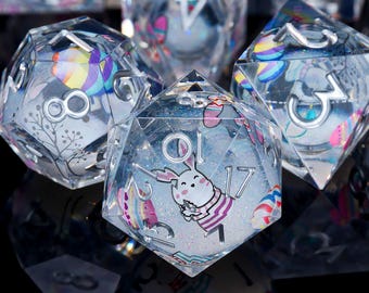 Jeu de dés en résine à noyau liquide Bunny : dés D&D tranchants