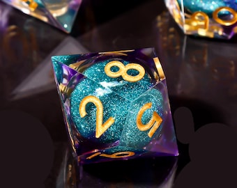 Liquid Core DND Dice Set: Sharp Edge Galaxy Resin Polyhedral Dice