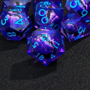 Mystic Dragon’s Gaze Liquid Core Dice Set | Handcrafted Sharp Edge Resin Dice for DnD, RPG, and Tabletop Games, Halloween Gift