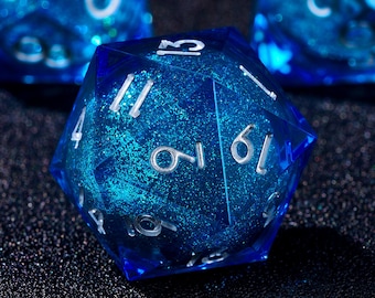 Liquid Core DND Dice Set: Sharp Edge Galaxy Resin Polyhedral Dice