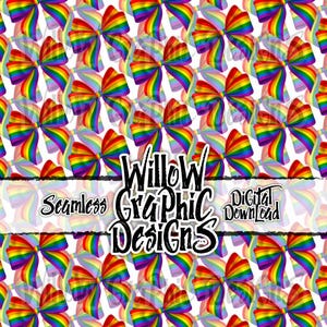 Rainbow Double Bows - Seamless Pattern Pride Bright, Vibrant & Colorful Design on White (PNG Digital Download)