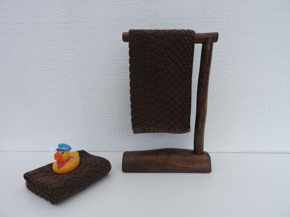 Countertop Log Hand Towel Holder Espresso Finish Towel Etsy