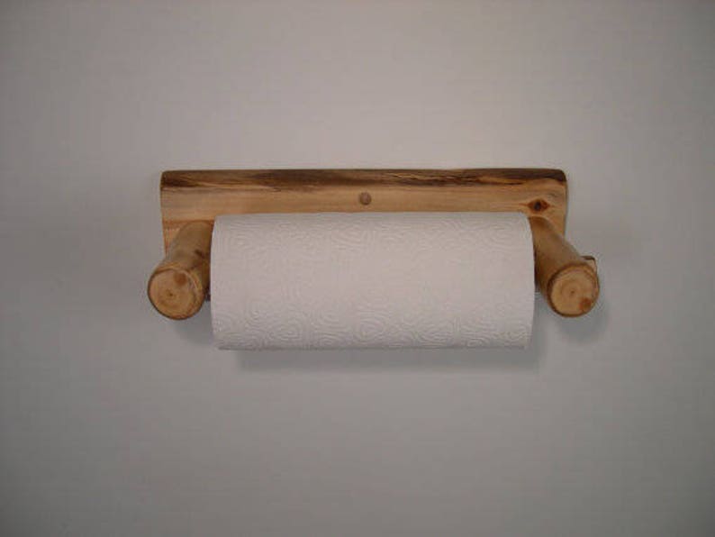 Paper Towel Holder Wood Wall Mounted Rustic Kitchen Decor Etsy