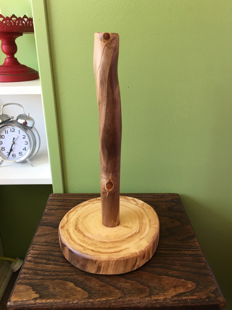Paper Towel Holder Countertop Clear Finish Rustic Log Etsy