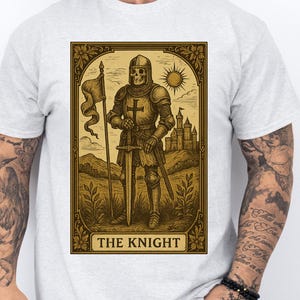 The Knight T-Shirt, Medieval Warrior Tee, Vintage Crusader Armor Shirt, Gothic Heraldic Apparel
