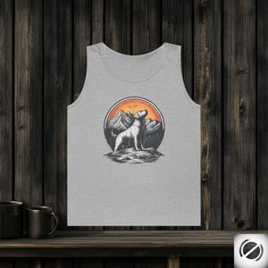 Mountain Dog Tank Top: Retro Hiking Pup Sleeveless Tee