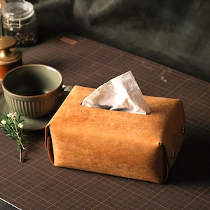 Handcrafted Leather Tissue Box: Vegetable-Tanned, Custom Engraved