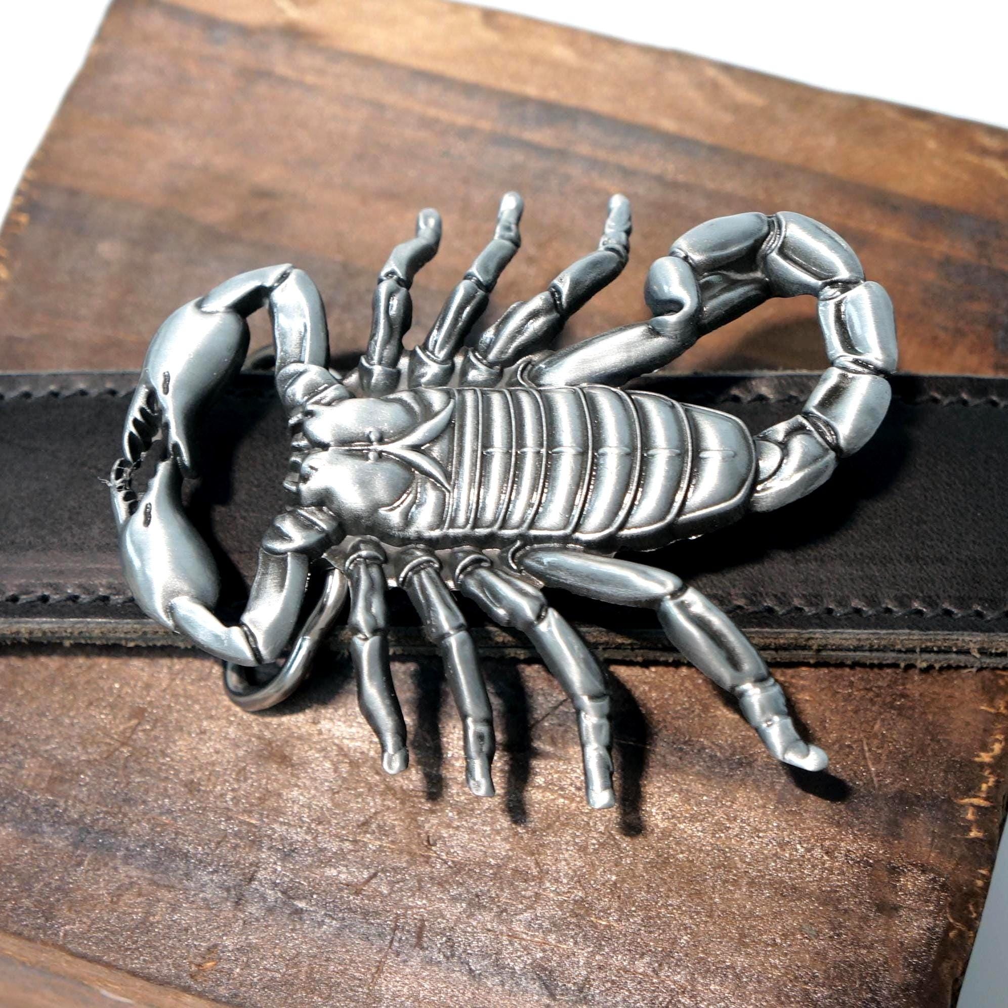 SOUTHWEST STYLE Nickel Silver Statement Belt Buckle Man On Horse & Scorpion TT Scorpion Inlay Belt Buckle (20scw1675bw) - Mission Del Rey  main image 4