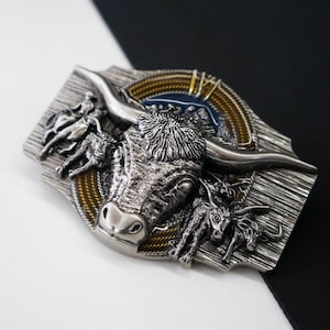 Texas Fan&#39;s Silver Belt Buckle, Longhorn Belt, Western Bull Horn, Horseback Riding Pattern,Western Wear Buckle, Western Wear Cowboy Belt