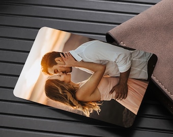 Custom photo Aluminum Card - Personalized Engraved Photo & Text Gift for Him/Her | Wallet Insert | Anniversary Valentine Christmas Gift Idea