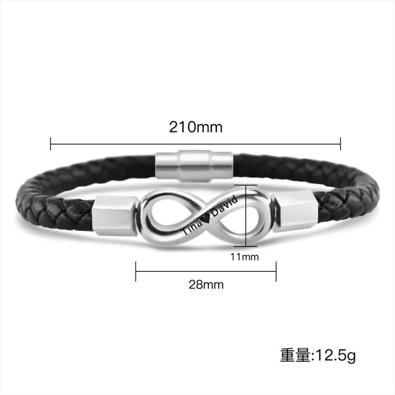 To My Husband Infinity Bracelet – Personalized Dual Name Leather
