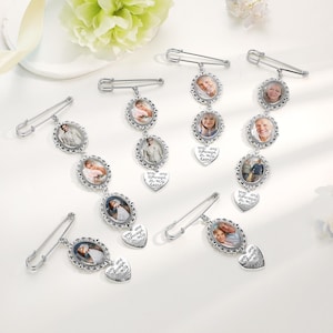 Custom photo pin for groom, wedding photo charm, memorial photo pin, custom boutonniere pin, personalized label pin, Remembrance Pin for Him