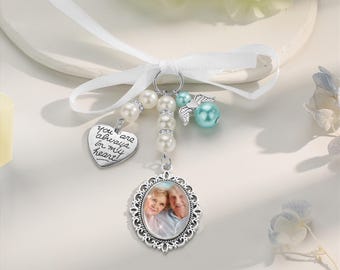 Personalized Wedding Bouquet Charm - Memorial Jewelry, Custom Photo Charm, Angel Charm Memory Charm for Family Photos ,Memorial Gift for Him