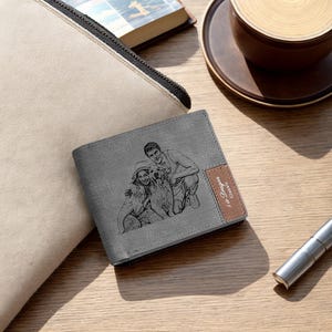 Custom Photo Minimalist Wallets for Men, Personalized Engraved Slim Leather Mens Wallet, Anniversary Gift, Valentine's Day Gifts for Him
