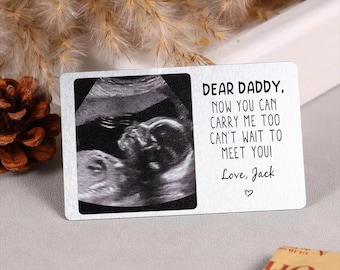 Benutzerdefinierte Baby-Ultraschall-Geldbörsenkarte - Personalisierte Metall-Sonogramm-Einlage, neuer Vater und erwarteter Vaterandenken, Schwangerschaftsgeschenk