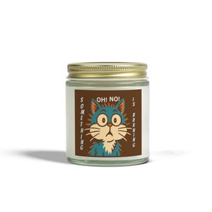 Chat amusant - Oh ! Bougies parfumées sur le thème No Someting is Burning, bougie de cire de noix de coco et d&#39;abricot pour les amoureux des chats, cadeaux uniques, aromathérapie relaxante