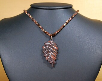 Glazed Ceramic Leaf Delicate Beadwoven Necklace