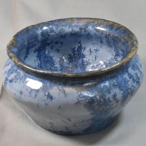 Studio Pottery Crystalline Glazed Blue Hand Thrown Small Bowl Planter