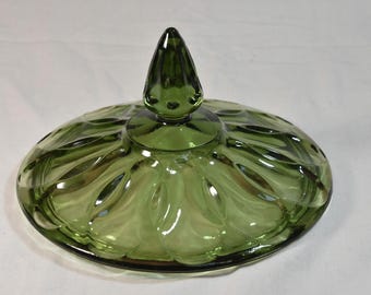 Vintage Anchor Hocking Indiana en verre COUVERCLE UNIQUEMENT bonbonnière vert avocat