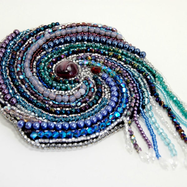Crystal Galaxy Solar System Bead Embroidered Brooch