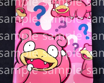 May include: Pink tablet case featuring cartoon characters and question marks. The case has a pink background with white and pink camouflage-like shapes. The cartoon characters are pink with yellow beaks and open mouths. Blue question marks are scattered across the case.