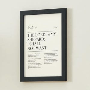 Psalm 23 Printable, The Lord Is My Shepherd Wall Art, Bible Verse Print, Christian Home Decor, Minimalist Scripture Poster, Digital Download