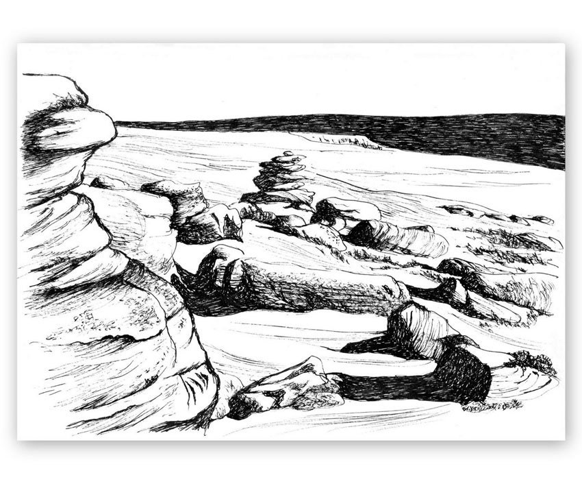Original pen and ink drawing 'Rocks at Longshaw' Etsy