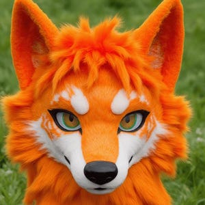 Flame Spirit Fox Fursuit Head, Custom Fursuit Head, Kenomo Theme Party, Fursuit Mask, Fantasy Creature, Furry, Fursuit Fans, Cosplay