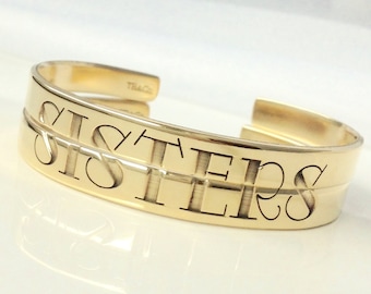 Sisters Split Bracelets . Personalized Sisters Jewelry Cuff . Sisters Set of 2, 3 or 4 Bracelets . Gift for Sister . TatumBradleyCo