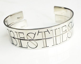 Besties Split Bracelet . Personalized Best Friends Jewelry Cuff . Friendship Bracelets . TBCO